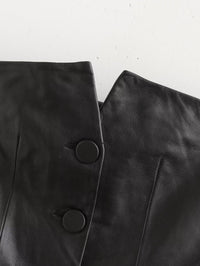Black Women Single Breasted Short Faux Leather Off Neck Tight Backless Small Tube Top