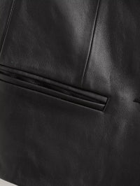 Black Women Single Breasted Short Faux Leather Off Neck Tight Backless Small Tube Top
