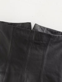 Black Women Single Breasted Short Faux Leather Off Neck Tight Backless Small Tube Top