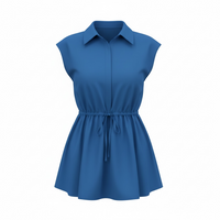 Drawstring Waist Cap Sleeve Shirt - Modestly Vogue 