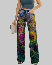 Women's Diagonal Cloth Printed Jeans - Modestly Vogue 