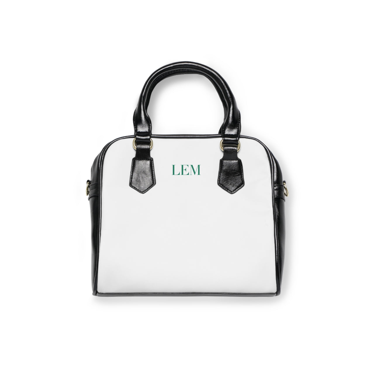 LEM Emerald Green Signature Satchel Shoulder Handbag — Classic Black & White Tote - Modestly Vogue 