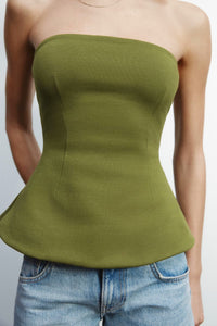 Earthtone Women Clothing Spring Knitted Double Sided Cloth Tube Top Small Top