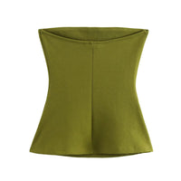 Earthtone Women Clothing Spring Knitted Double Sided Cloth Tube Top Small Top