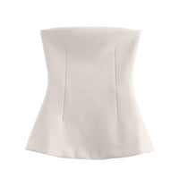 Earthtone Women Clothing Spring Knitted Double Sided Cloth Tube Top Small Top