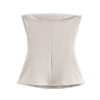 Earthtone Women Clothing Spring Knitted Double Sided Cloth Tube Top Small Top