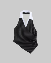Black Striped Vest Top - Modestly Vogue 