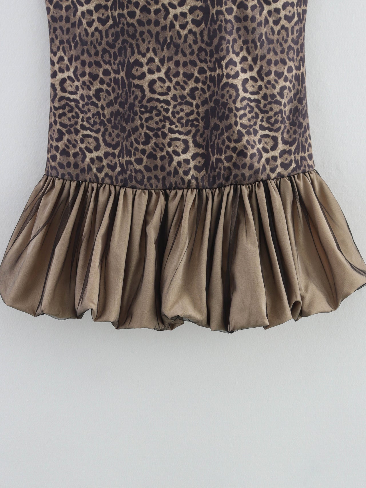 Leopard Splicing Tube Top Bubble Summer off the Shoulder Party Cocktail Short Dress Slim Fit Mini Dress
