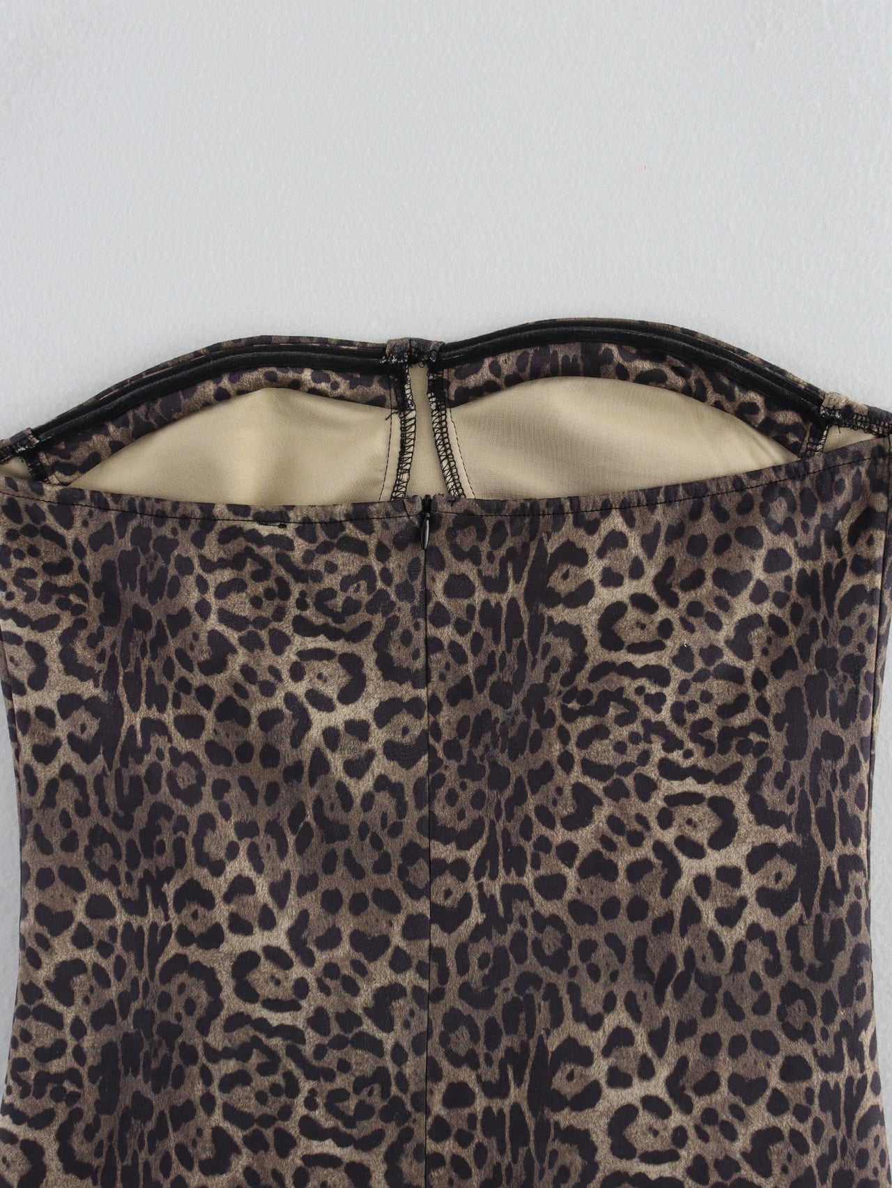 Leopard Splicing Tube Top Bubble Summer off the Shoulder Party Cocktail Short Dress Slim Fit Mini Dress