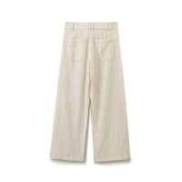 Women Clothing Retro Puff Sleeve Embroidered Shirt High Waist Wide Leg Pants - Modestly Vogue 