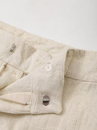 Women Clothing Retro Puff Sleeve Embroidered Shirt High Waist Wide Leg Pants - Modestly Vogue 