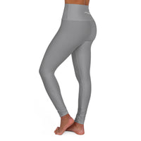 High-Waisted Yoga Leggings — LIFT EVERY MOMENT Logo Pants Gray