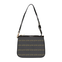 LEM Signature Monogram Mini Shoulder Bag — Grey & Gold LEM Pattern - Modestly Vogue 