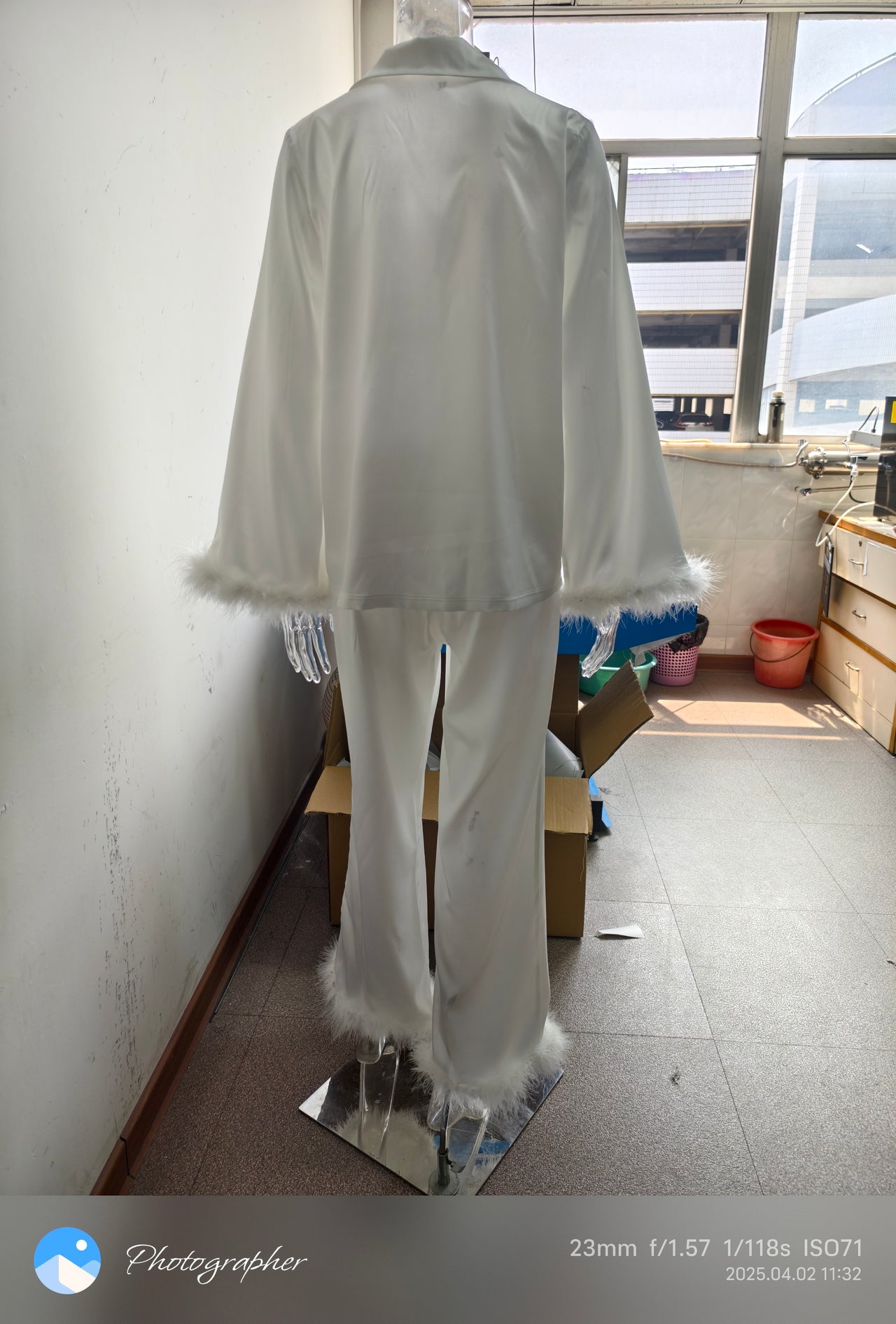Spring Summer White Cardigan Lace up Feather Long Sleeved Trousers Pajamas Women Can Be Outerwear Homewear - Modestly Vogue 