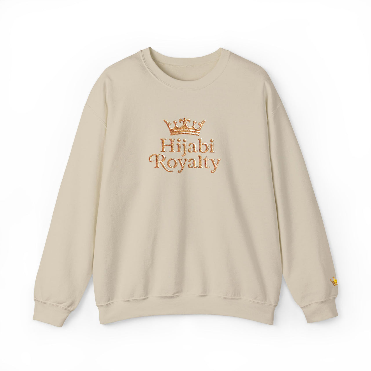 Hijabi Royalty™ Crewneck Sweatshirt — Gold Crown Graphic, Modest Fashion Gift