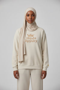Hijabi Royalty™ Crewneck Sweatshirt — Gold Crown Graphic, Modest Fashion Gift - Modestly Vogue 