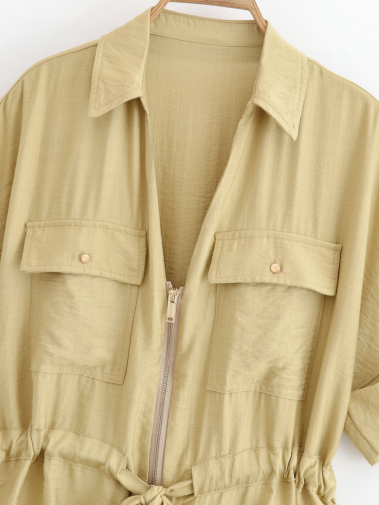 Women Hunting Long Sleeve Collared Shirt Elastic Waist Wide Leg Pants - Modestly Vogue 