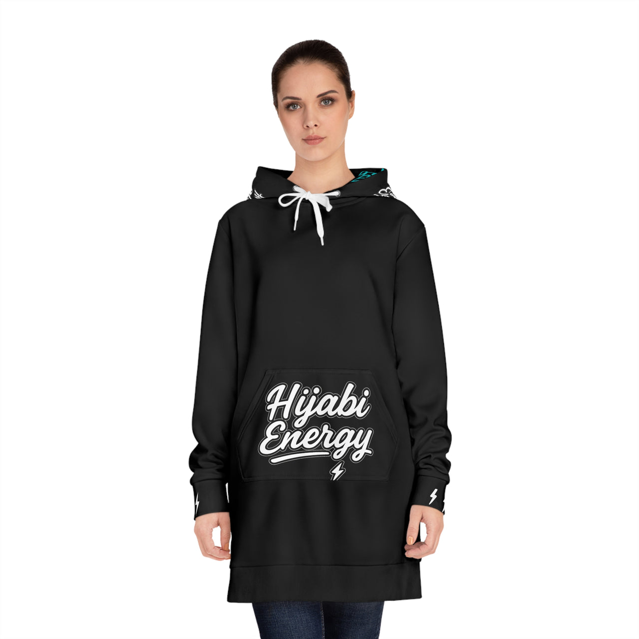 Hijabi Energy™ Hoodie Dress — Hijabi Girl™ Black Cozy Women's Pullover Dress Athletic Wear