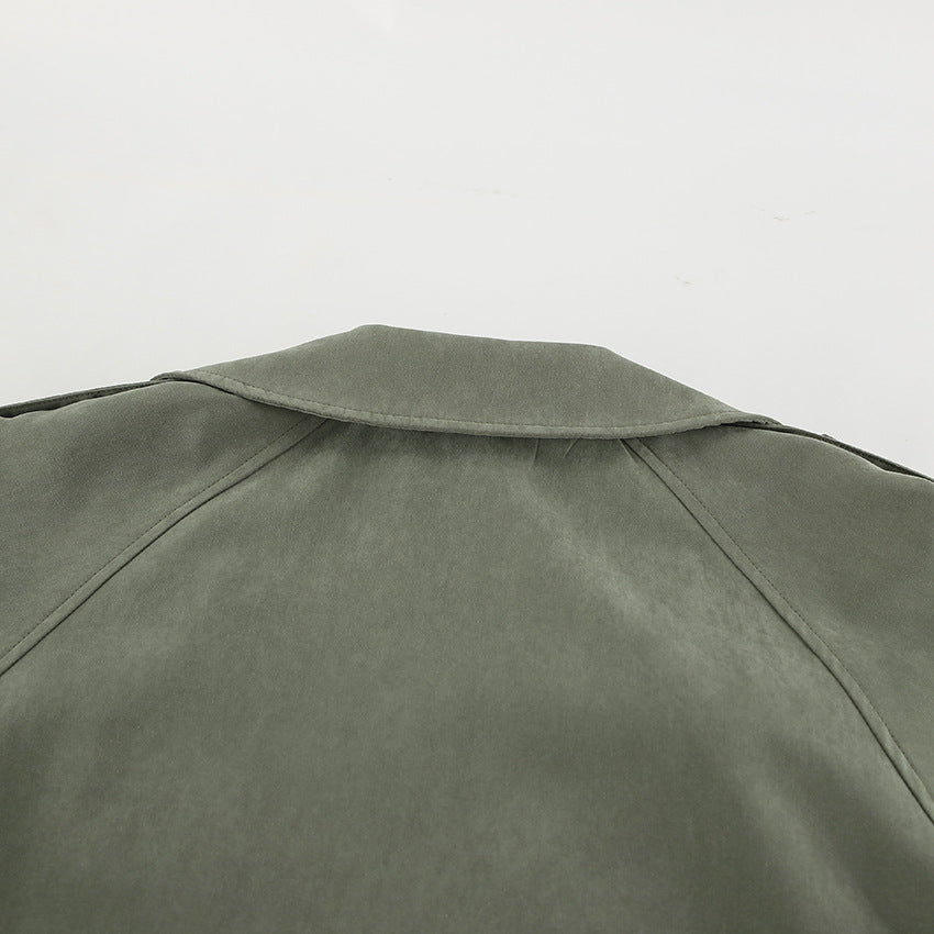 High End French Large Collared Lace up Windbreaker Women Autumn Coat - Modestly Vogue 