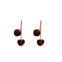 Silver Needle Vintage Cherry Resin Stud Earrings Niche Temperament Design Sense - Modestly Vogue 