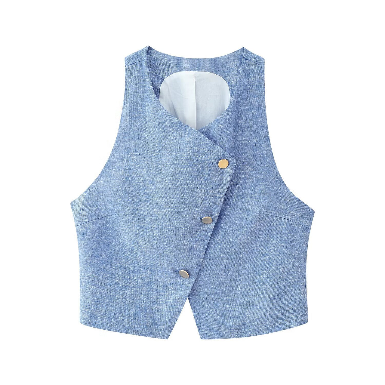Summer Linen Double Breasted Vest Wide Leg Pants Sets - Modestly Vogue 