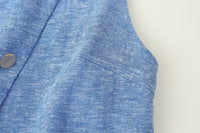 Summer Linen Double Breasted Vest Wide Leg Pants Sets - Modestly Vogue 