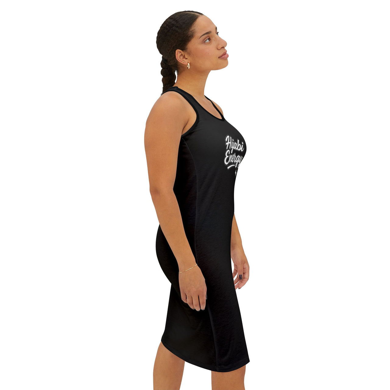 Black Racerback Layering Athletic Dress — Hijabi Energy Minimal Script - Modestly Vogue 