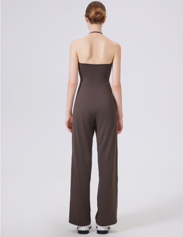 Nude-Feel Halter Yoga One-Piece | Autumn/Winter Activewear - Modestly Vogue 