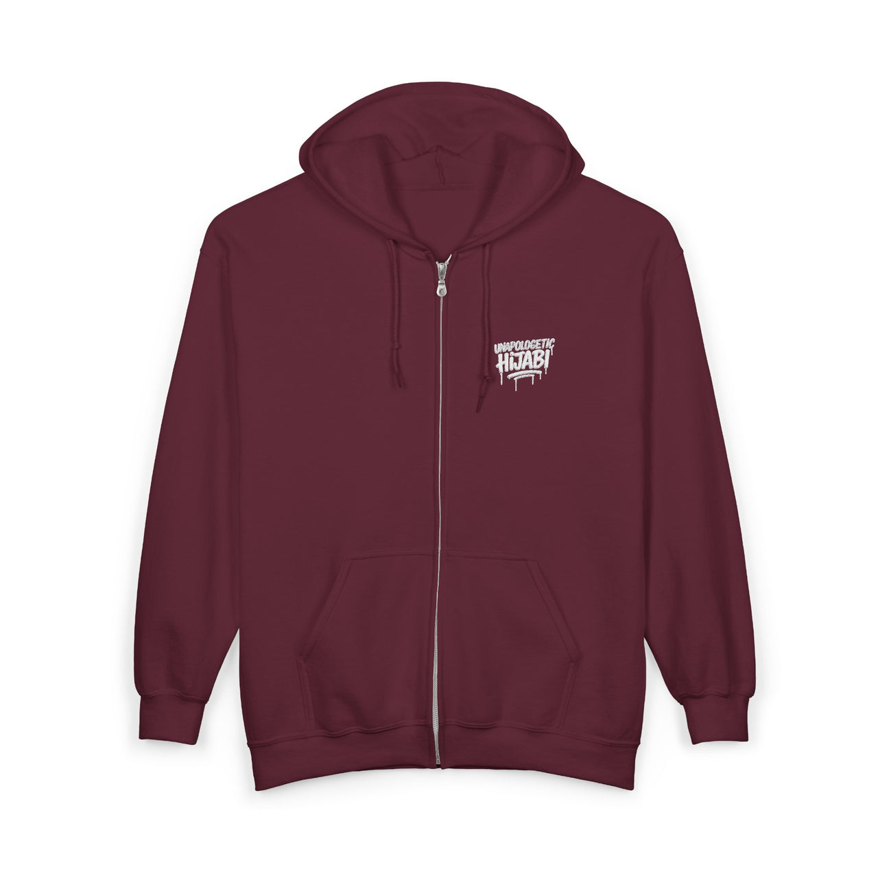 Unapologetic Hijabi Burgundy Full-Zip Hoodie - Modestly Vogue 