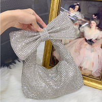 Elegant Bow Trend Shiny Rhinestone Bag Tote Shoulder Bag - Modestly Vogue 