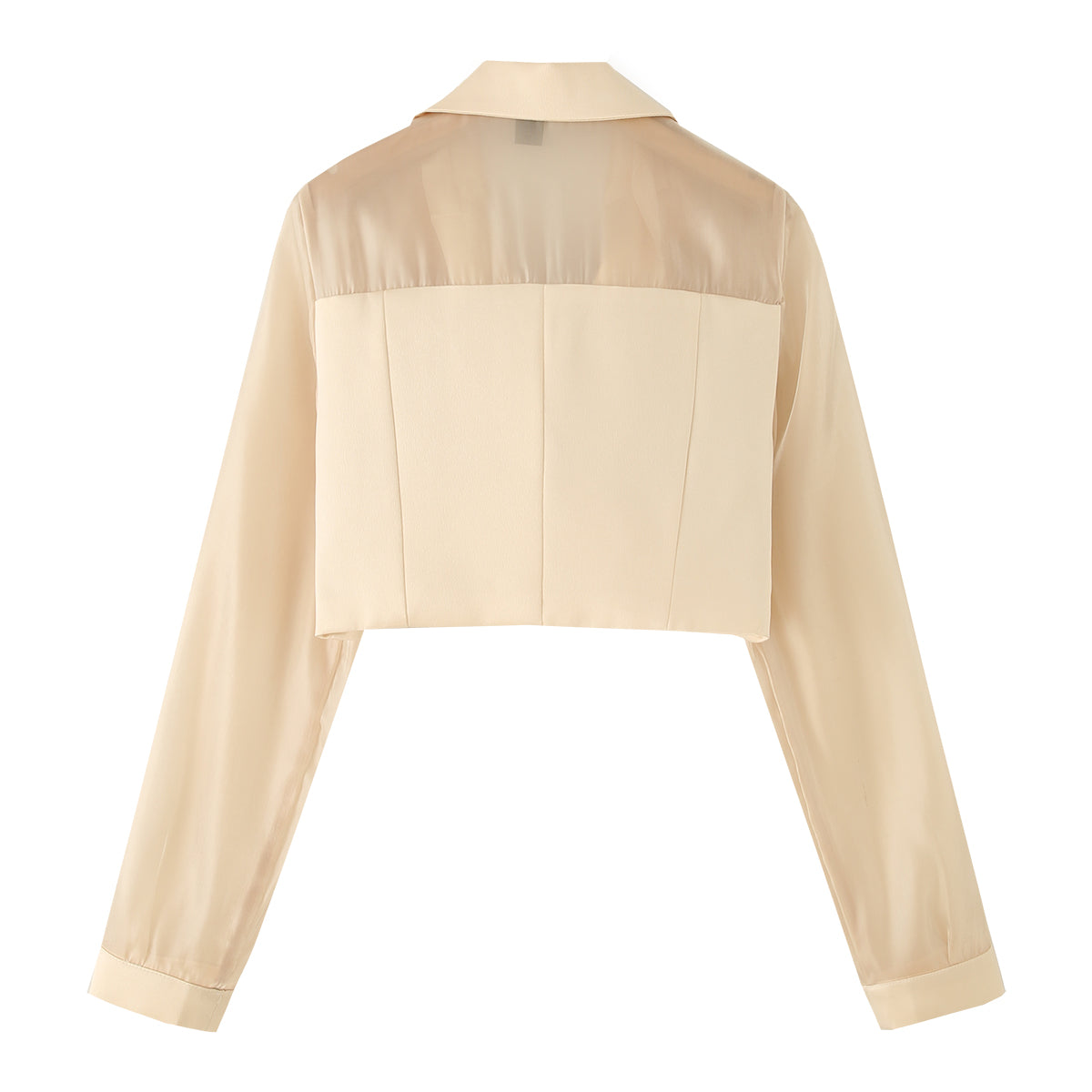 Neutral Women Clothing Yarn Stitching Satin Double Breasted Short Blazers - Modestly Vogue 