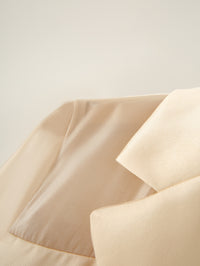 Neutral Women Clothing Yarn Stitching Satin Double Breasted Short Blazers - Modestly Vogue 