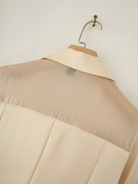 Neutral Women Clothing Yarn Stitching Satin Double Breasted Short Blazers - Modestly Vogue 