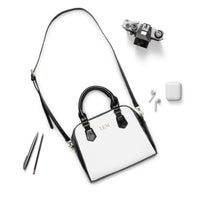 LEM Gold Signature Satchel Shoulder Handbag — Classic Black & White Tote - Modestly Vogue 