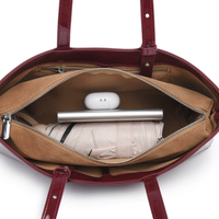 Burgundy Patent Leather Handbag Purse - Modestly Vogue 