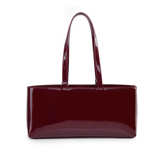 Burgundy Patent Leather Handbag Purse - Modestly Vogue 
