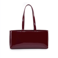 Burgundy Patent Leather Handbag Purse - Modestly Vogue 