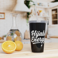Black Hijabi Energy™ Reusable Plastic Tumbler with Straw – Everyday Hydration Cup