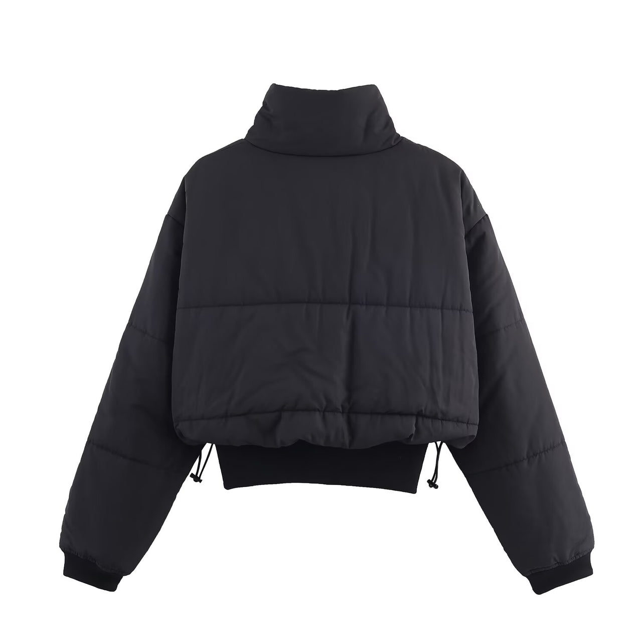 Black Cropped Bomber Workout Coat Jacket - Modestly Vogue 