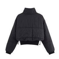 Black Cropped Bomber Workout Coat Jacket - Modestly Vogue 