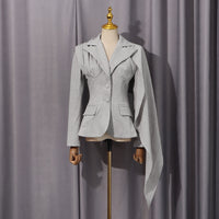Niche Design Slim Fit Autumn Office Stitching High Grade Ribbon Coat for Women - Modestly Vogue 