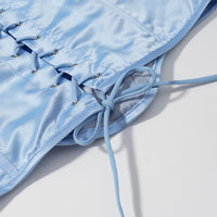 Satiny Tie Back Lace Layering Corset Bustier - Modestly Vogue 