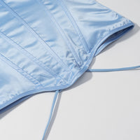 Satiny Tie Back Lace Layering Corset Bustier - Modestly Vogue 