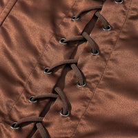 Satiny Tie Back Lace Layering Corset Bustier - Modestly Vogue 