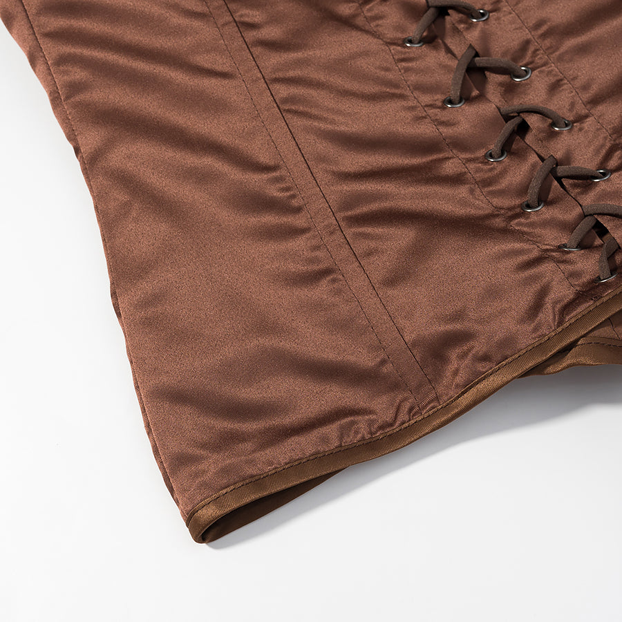 Satiny Tie Back Lace Layering Corset Bustier - Modestly Vogue 