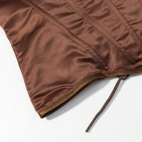 Satiny Tie Back Lace Layering Corset Bustier - Modestly Vogue 