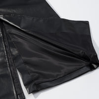 Fashionable Casual Faux Leather Long Trench Coat for Women