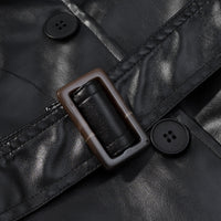 Fashionable Casual Faux Leather Long Trench Coat for Women