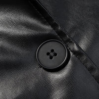 Fashionable Casual Faux Leather Long Trench Coat for Women