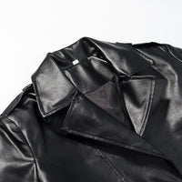 Fashionable Casual Faux Leather Long Trench Coat for Women